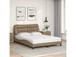 Vidaxl Estrutura De Cama Sem Colchão Hvar 140x200 Cm Couro Artificial Cappuccino