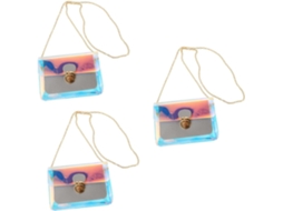 Conjunto De 3 Bolsas Femininas Em Pvc Com Glitter, Fecho De Fivela, Estilo Moderno E Versátil.