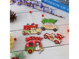 Laxiscreed Pingentes De Madeira Pequenos Para Natal, Decorações Pintadas Em Quatro Estilos Para A Sua Árvore