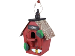 Casinha Pássaros Decorativa Exclusiva Exterior Madeira Vermelha Pendurar Resistente Apodrecimento Desbotamento GOKOCO