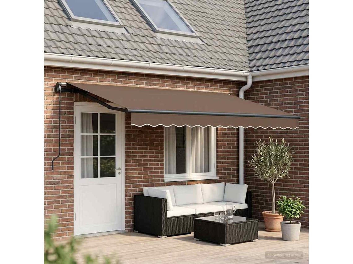 Vidaxl Toldo Retrátil Cinzento-acastanhado 400 × 350 Cm