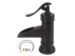 Faucet De Bacia 1 Buraco Cascata Controle Água Fria/quente Preto