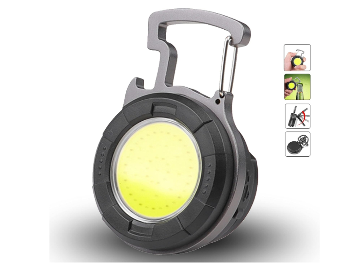 Mini Tocha Cob de 800 Lúmens 4 Modos com Suporte Dobrável,YIZHOOD Lantern-0221 Mini Lâmpada Portátil Abridor de Garrafas de Bolso Preta YIZHOOD