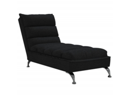 Chaise Lounge com Almofadões Tecido Preto MAISON EXCLUSIVE