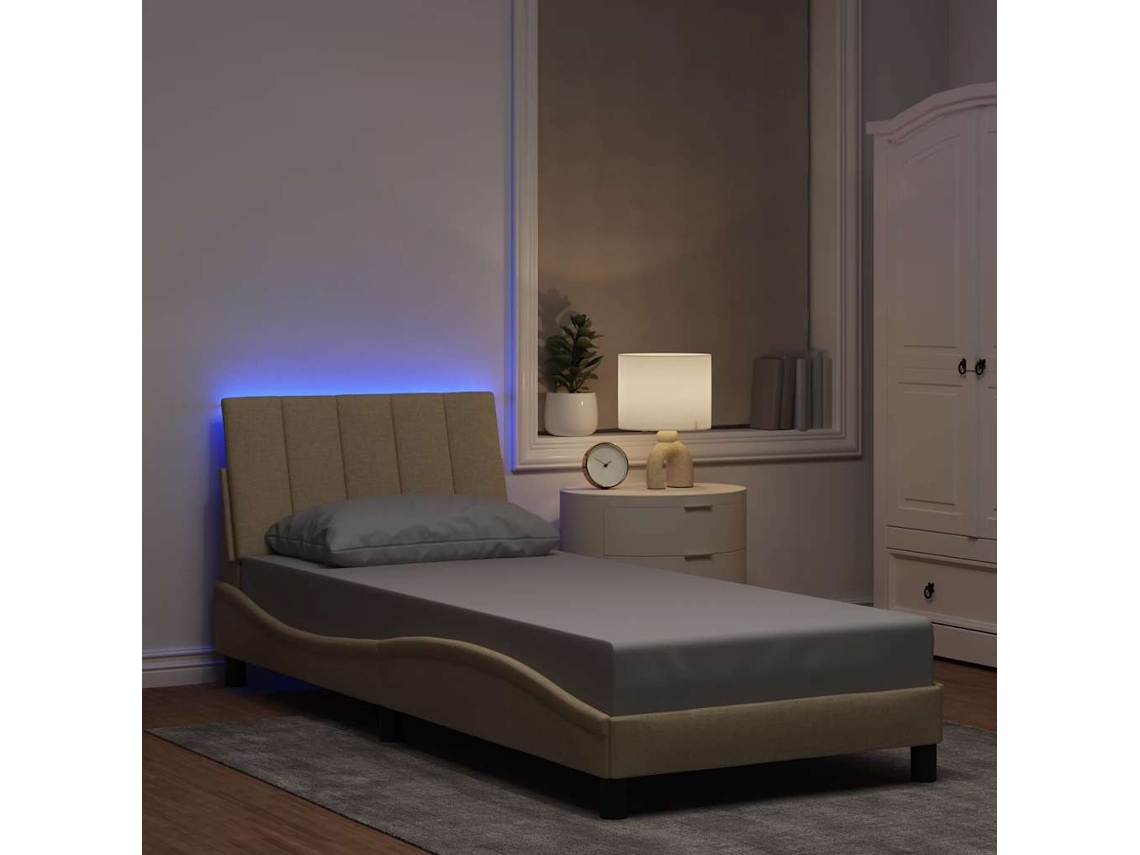 Cama De Solteiro | Camas Para Quarto | Estrutura De Cama Sem Colchão Hanko 80x200 Cm Creme