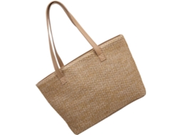 Bolsa De Palha Trançada De Grande Capacidade, Bolsa De Ombro Feminina, Cor Cáqui, 1 Peça