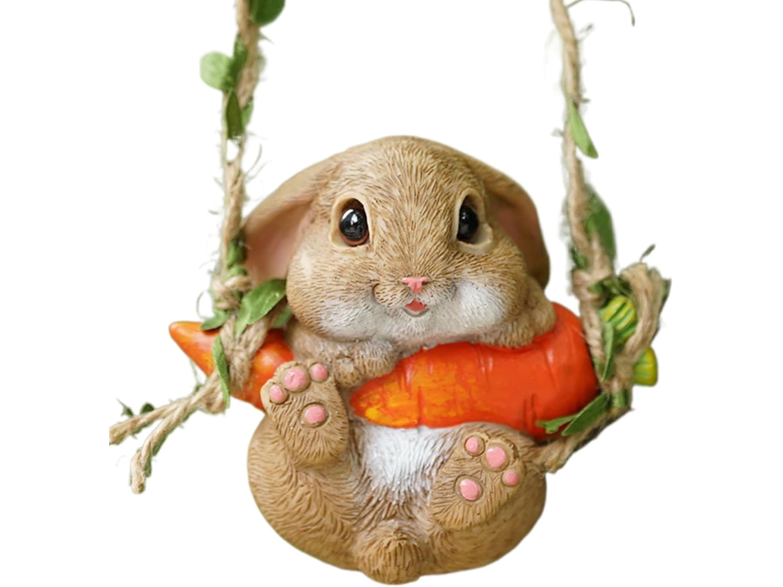 Figura de Coelho Balançando Pingente de Coelho para Paisagismo, Enfeites Criativos para Carro, Artesanato em Resina, CHABERLU