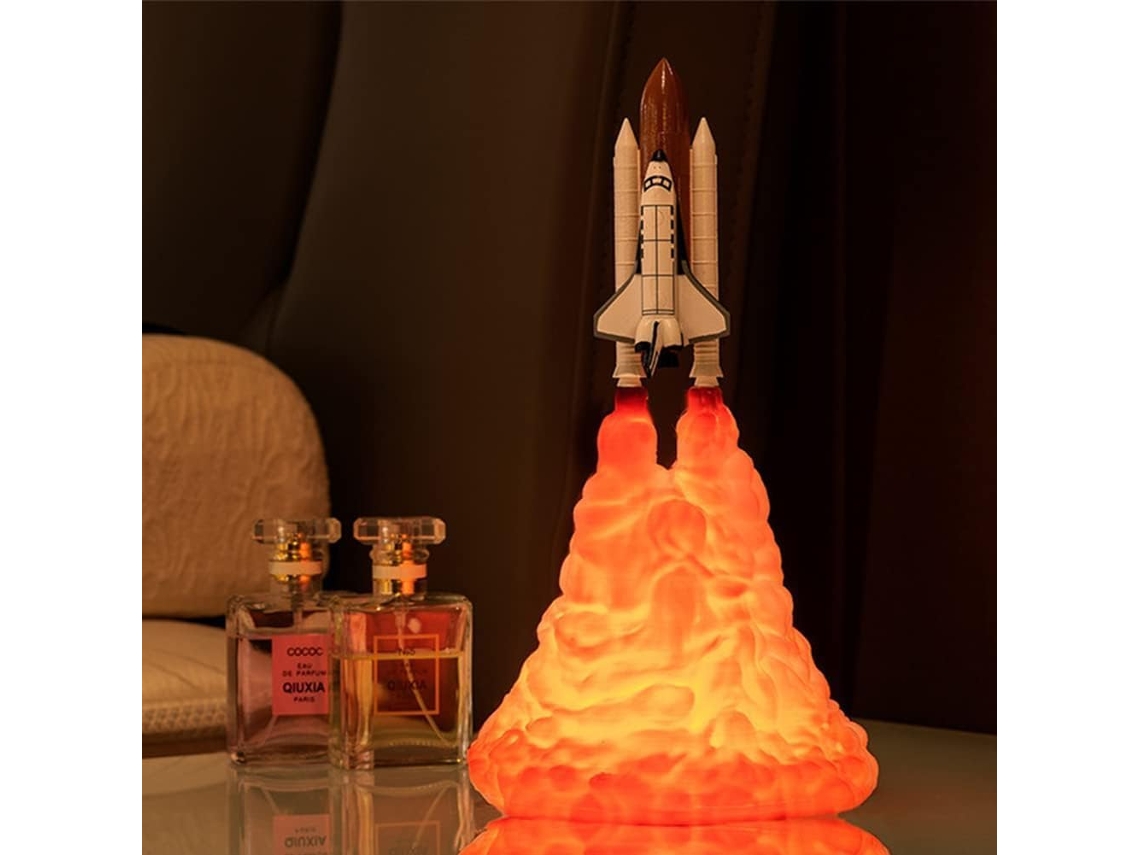 Luminária Em Formato De Foguete Impressa 3d, Recarregável Via Usb,