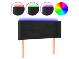 Cabeceira com luzes LED Veludo Preto MAISON EXCLUSIVE (93x16x78 cm)