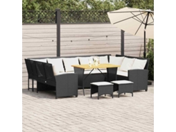 Vidaxl 4 Pcs Conjunto De Sofás Para Jardim C/ Almofadões Vime Pe Preto