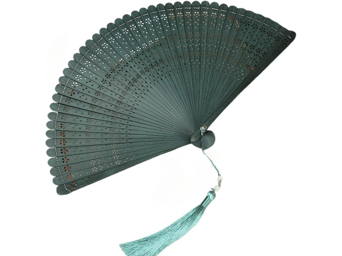 Leque Dobrável Bambu Com Borla Tradicional Chinês Com Estojo E Caixa Presente, Perfeito Para Casamentos