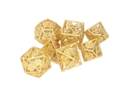 Walshlxq 7pcs Dados Huecos de Cobre Poliédricos Pulidos a Mano Con Patrones Exquisitos para Juegos de Rol Y Mesa