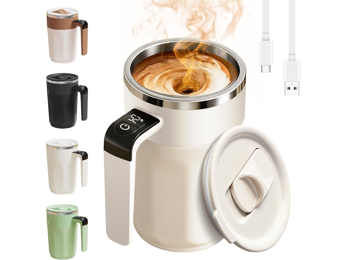 Lata de Café Com Misturador Automático, Display de Temperatura, Recarregável, 400 Ml (13,5 Oz), Com Tampa, Insuficiente.