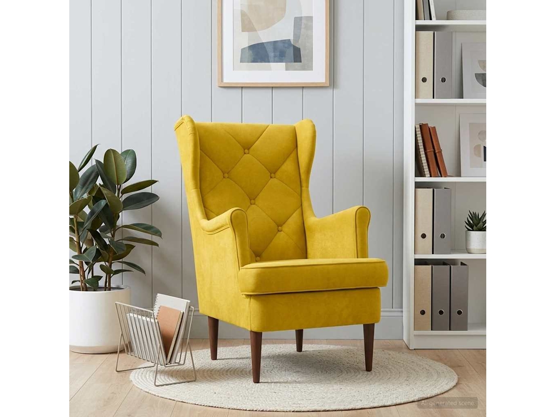 Vidaxl Poltrona Amarelo Veludo