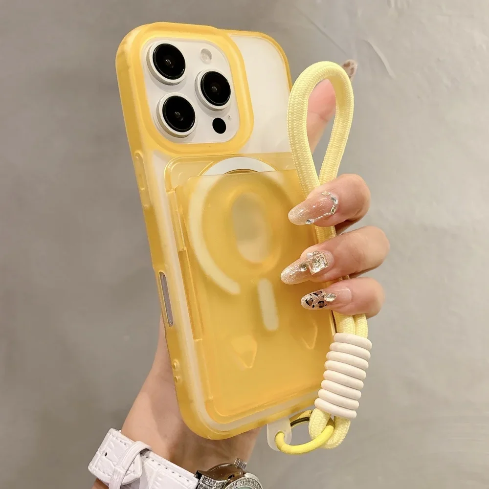 (amarelo 12promax) Capa De Celular Transparente Com Compartimento Para Cartão E Sistema De Fechamento Magnético