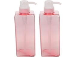 Conjunto De 2 Frascos Quadrados Recarregáveis De 650ml Com Bomba Dosadora Em Petg Para Shampoo.