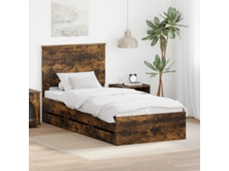 Vidaxl Estrutura Da Cama Com Gaveta Carvalho Defumado 90 X 190 Cm