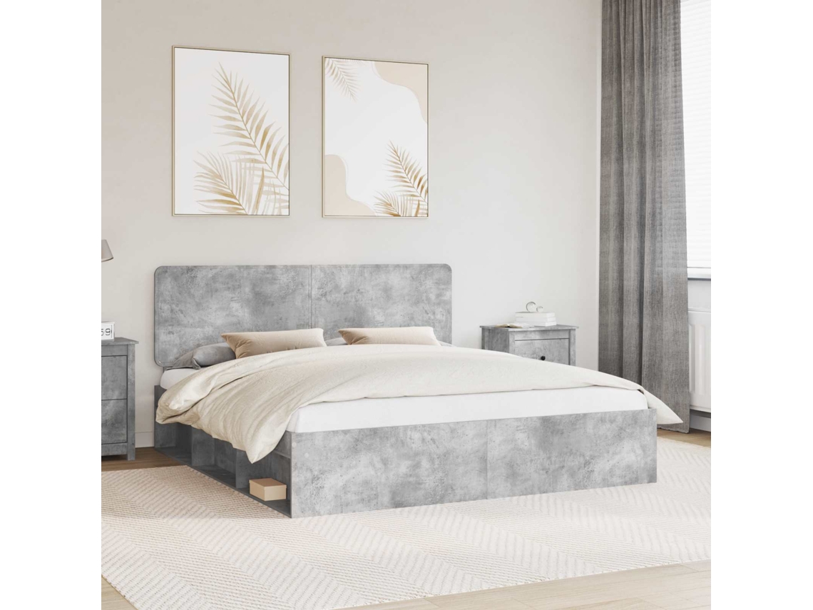 Vidaxl Estrutura Da Cama Com Cabeceira Concreto 180 X 200 Cm