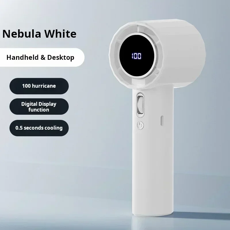 (branco) Ventilador Portátil De Resfriamento, Ventilador Turbo De Mão, 3ª Geração, Ajustável, Recarregável Via Usb