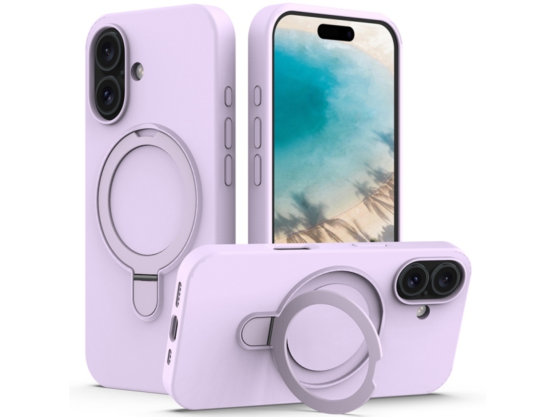 Capa Yuysan Para Iphone 16 Pro Silicone Liquido Magsafe Aro Metal (suporte Para Anel, Orifícios Precisos) Roxo