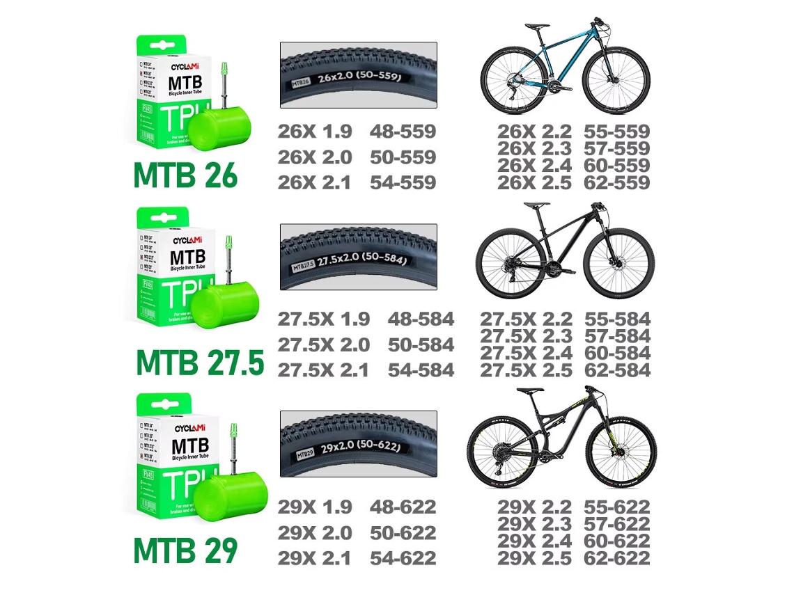 Câmara De Ar Ultraleve Cyclami Para Bicicleta Mtb Aro 26 27,5 E 29 Polegadas Em Tpu Com Válvula Francesa De 45 Mm Superleve E Antioxidante