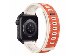 Compatível Com Apple S11 Ultra, Huawei Gt6, Samsung Watch, Pulseira De Silicone Texturizado E Couro Com Fecho Magnético