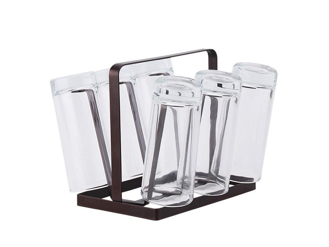 Estantería De Secado Para Tazas De Cocina Con 6 Ganchos Organizador De Vasos Estante Compacto