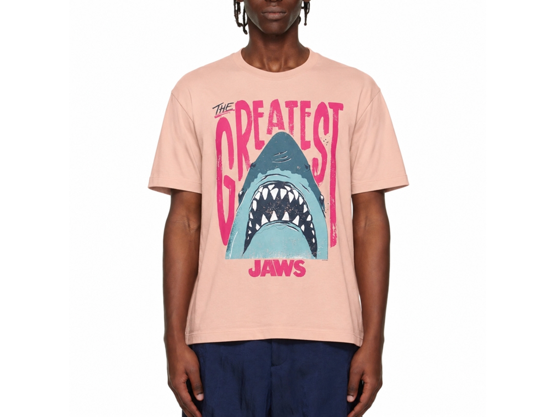 Rockinstone Jaws Movie The Greatest Solid Peach Adult T-shirt Size:m
