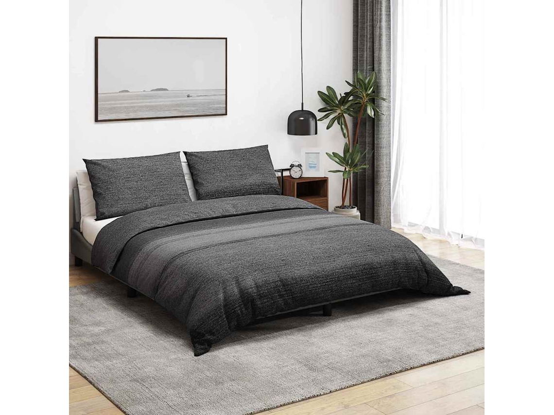 Vidaxl Conjunto De Capa De Edredão 140x200 Cm Algodão Cinza-escuro