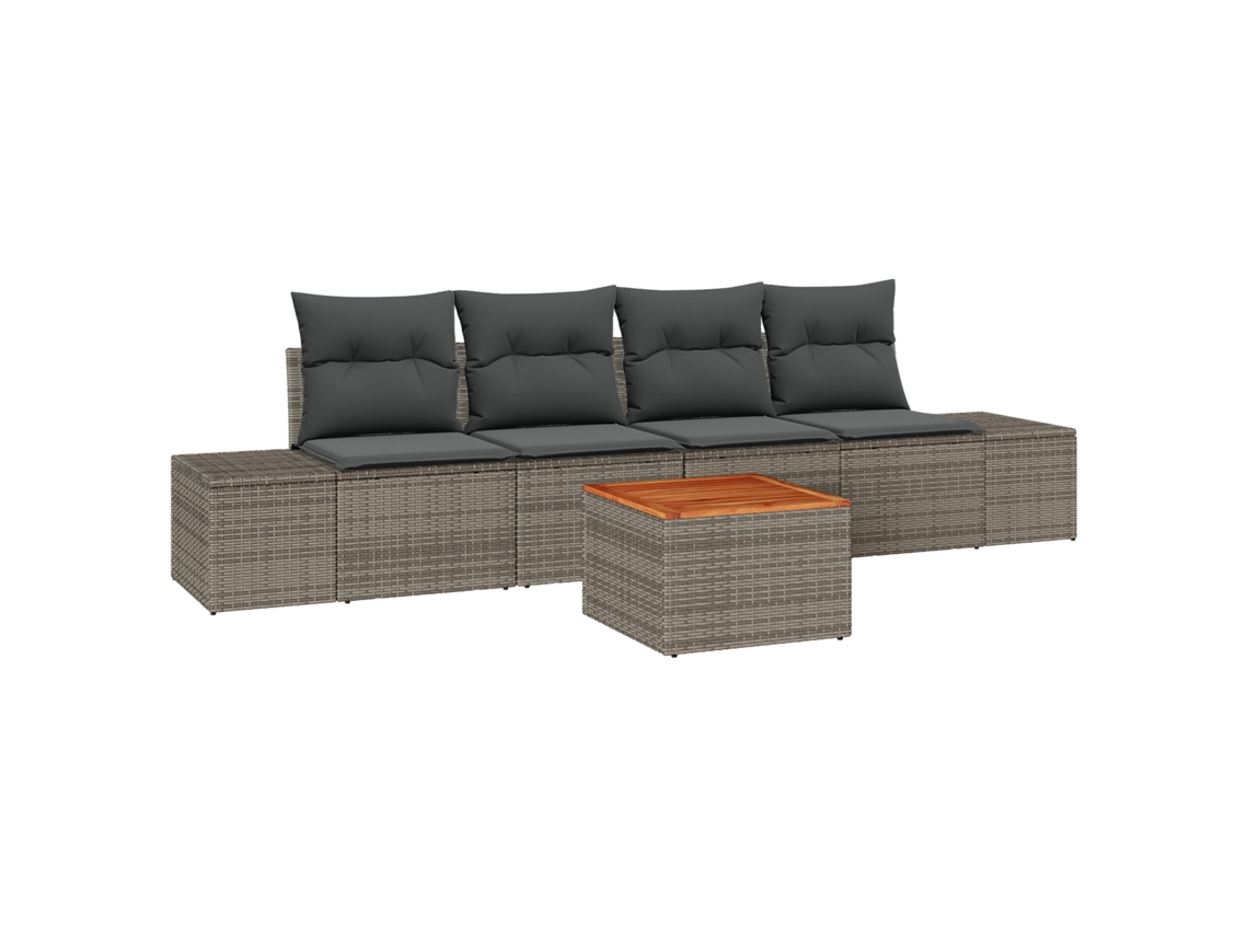 Conjunto 5 Conjunto De Sofá De Jardim Vidaxl Cinzento Vime Pe (55 X 55 X 37 Cm)