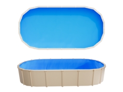 Revestimento oval para piscina VEVOR, 375x732 cm, com sistema Unibead e 120 cm de vinil para paredes, azul.