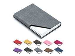 2026 portafolios de Tarjetas de Negocio de Lujo Cuero Pu Y Acero Inoxidable Gris Con Múltiples Compartimentos