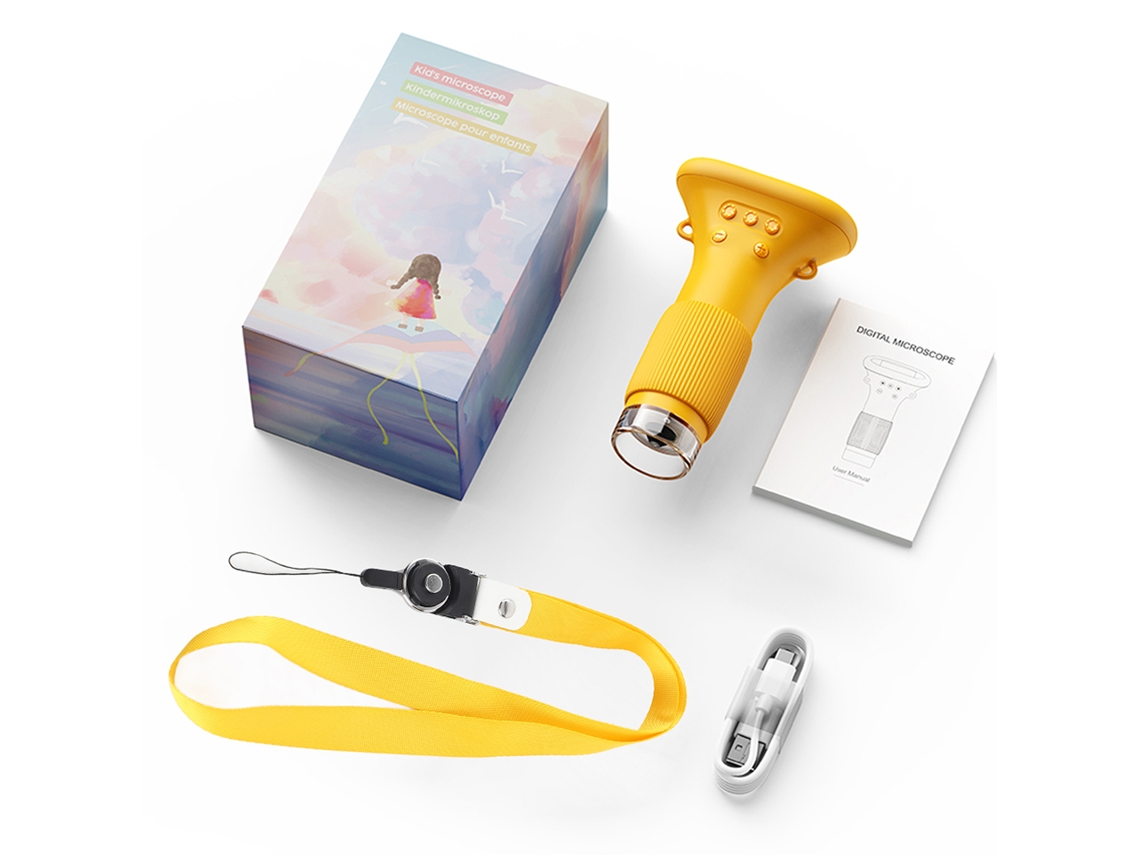Microscópio Digital Mini 1000x Para Crianças Com Luz Led Recarregável Educacional