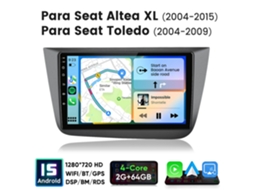Rádio Carro Hexinex Android 15 2gb+64gb 4 Núcleos Para Seat Altea Xl 2004-2015 E Toledo 2004-2009 Carplay Android Auto Gps Wifi