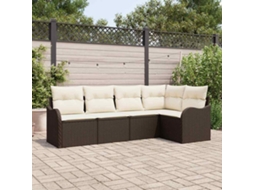 Vidaxl Conjunto de Sofá de Jardim 5 Pcs Castanho Vime Pe