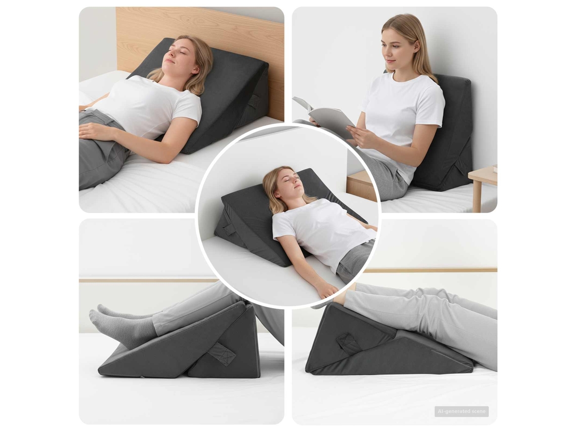 Vidaxl Travesseiro Em Wedge Cinzeto 55 X 55 X 26 Cm Espuma De Memória