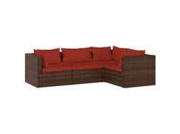 Maison Exclusive - 4 Pcs Conjunto Lounge Jardim C/ Almofadões Vime Pe Castanho