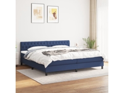 Vidaxl Cama Com Molas/colchão 200x200 Cm Tecido Azul