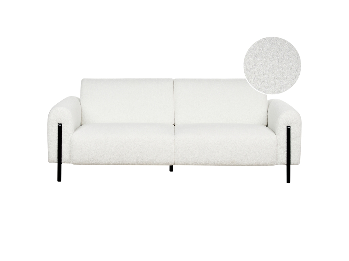 Sofá de 3 lugares BELIANI Askim de Bouclé Branco 207x122x87