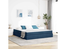 Vidaxl Cama Com Arrumação E Colchão Azul 180 X 200 Cm Poliéster