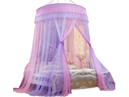 Mosquiteiro Romântico Para Cama Com Dossel, Design Grande E Redondo, Com Renda E Bordas Decorativas, Multiuso Para