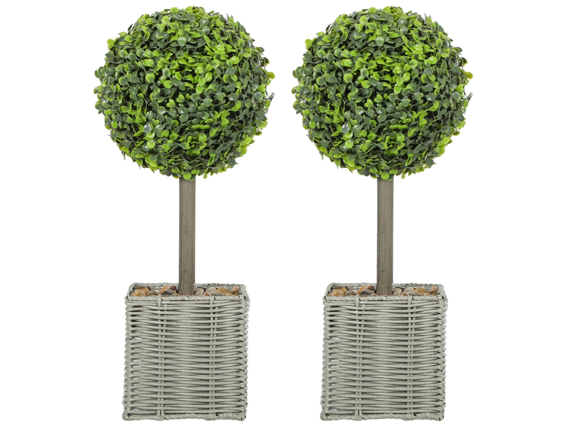 Conjunto de duas plantas artificiais em vasos resistentes UV, verde S/MARCA