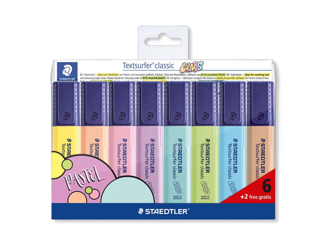 Marcador STAEDTLER Textsurfer® Classic®, Ponta Cinzel, Traço 1-5 Mm, Várias Cores Pastel