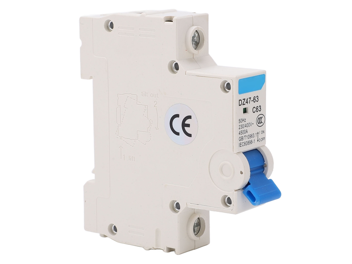 Interruptor de Circuito Miniatura 1p Aislador Din Rail 63A 4500A Capacidade de Interrupção AC 230V/400V S/MARCA