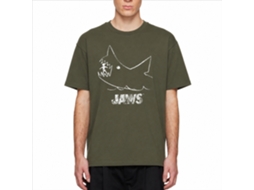 Rockinstone Jaws Movie Chalkboard Solid Military Green Adult T-shirt Size:s