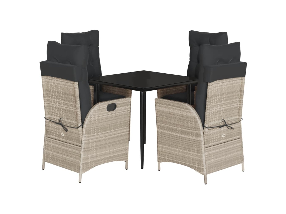 Conjunto de 5 Jantar para Jardim com Almofadões Cinzento Claro MAISON EXCLUSIVE