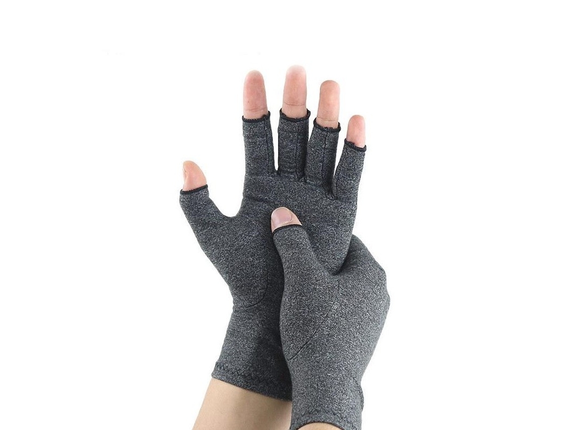 Luvas De Compressão Contra Artrite (tamanho L) Cinzento, Resistente, Prático E Fácil De Utilizar Elysve