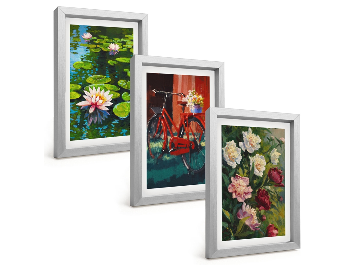 Composição De Quadros Lírios No Jardim, Flores Coloridas Espelharte (3 Peças 20x30 Cm)