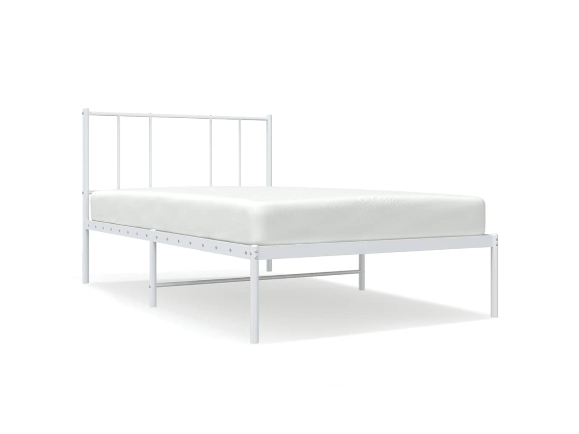 Estrutura de Cama com Cabeceira Metal Branco MAISON EXCLUSIVE 100x200 cm