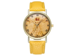Reloj De Pulsera Analógico De Cuarzo Con Dial Redondo Para Hombres Y Mujeres Zhoulianfa Amarillo